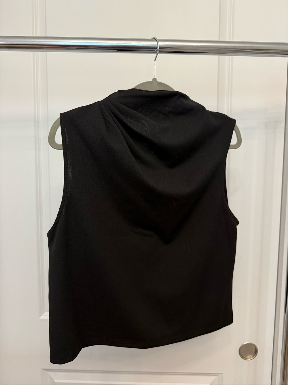 Zara Sleeveless Black Draped Neck Women's Top
